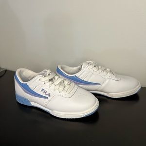 FILA white, purple and light blue sneakers